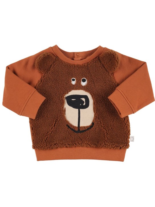 Stella Mccartney Kids: Bear organic cotton sweatshirt - Brown - kids-girls_0 | Luisa Via Roma