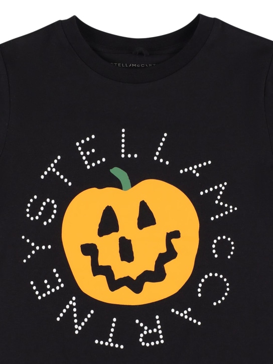 Stella Mccartney Kids: Camiseta de algodón orgánico encauchado - Negro - kids-boys_1 | Luisa Via Roma