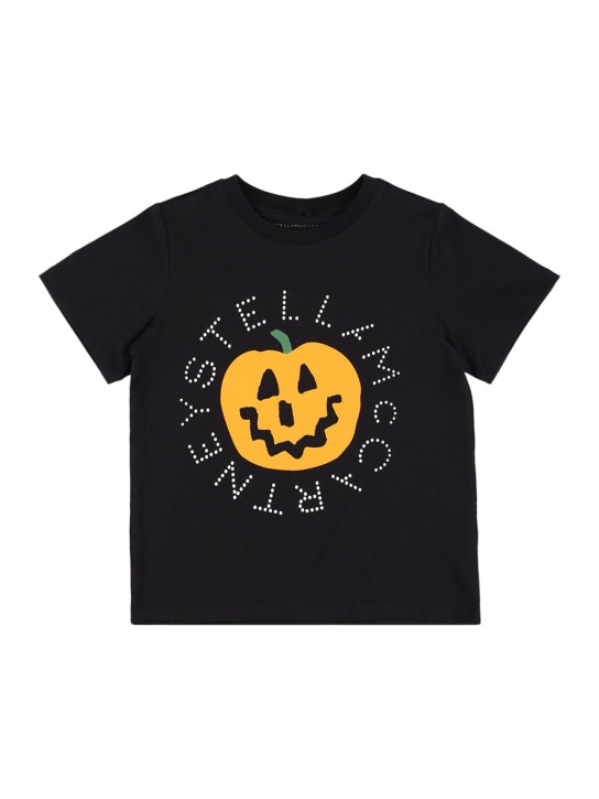 Stella Mccartney Kids: Camiseta de algodón orgánico encauchado - Negro - kids-boys_0 | Luisa Via Roma