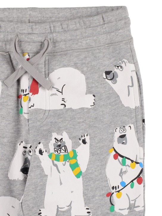 Stella Mccartney Kids: Bear print organic cotton sweatpants - Grey - kids-girls_1 | Luisa Via Roma