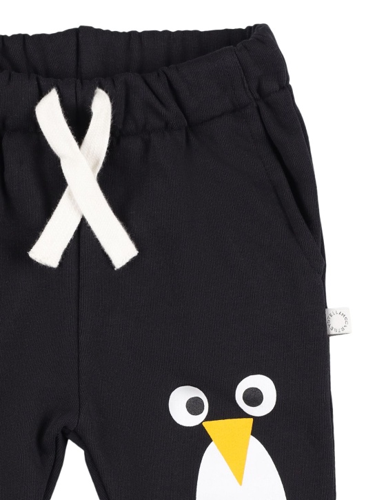 Stella Mccartney Kids: Pantaloni in felpa di cotone con stampa gommata - Nero - kids-girls_1 | Luisa Via Roma