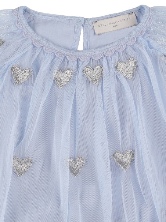 Stella Mccartney Kids: Robe en tulle de polyester recyclé avec patchs - Bleu Clair - kids-girls_1 | Luisa Via Roma