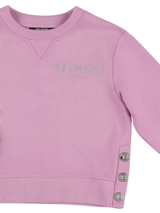 Balmain: Logo organic cotton sweatshirt - Purple - kids-girls_1 | Luisa Via Roma