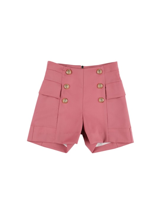 Balmain: Wool shorts - Pink - kids-girls_0 | Luisa Via Roma