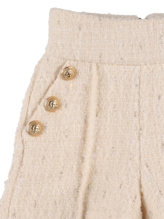 Balmain: ウール＆コットンツイードショートパンツ - アイボリー - kids-girls_1 | Luisa Via Roma