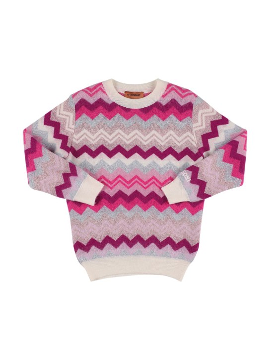 Missoni: Pull en maille jacquard de laine à motif zig zag - Multicolore - kids-girls_0 | Luisa Via Roma