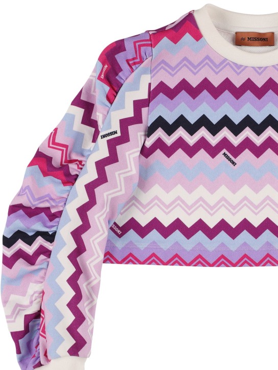 Missoni: Zig zag cropped cotton terry sweatshirt - Multicolor - kids-girls_1 | Luisa Via Roma