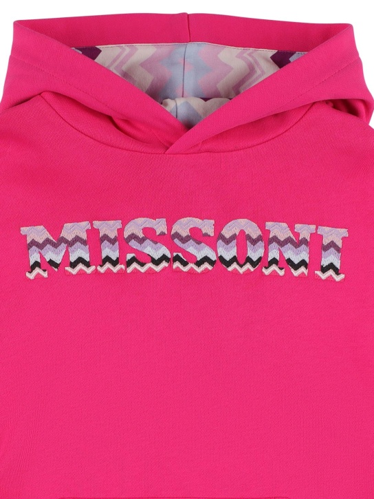 Missoni: Vestido de felpa de algodón con logo bordado - Fucsia - kids-girls_1 | Luisa Via Roma
