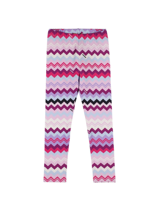 Missoni: Zig zag print cotton jersey leggings - Multicolor - kids-girls_0 | Luisa Via Roma