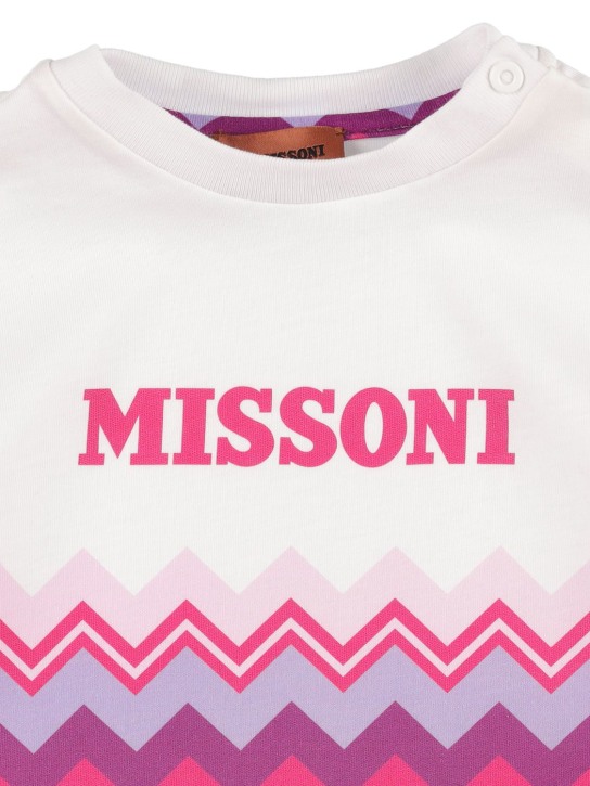Missoni: 로고 프린트 코튼 저지 티셔츠 - 화이트 - kids-girls_1 | Luisa Via Roma