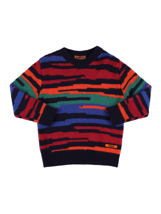 Missoni: Zig zag wool jacquard knit sweater - Renkli - kids-boys_0 | Luisa Via Roma