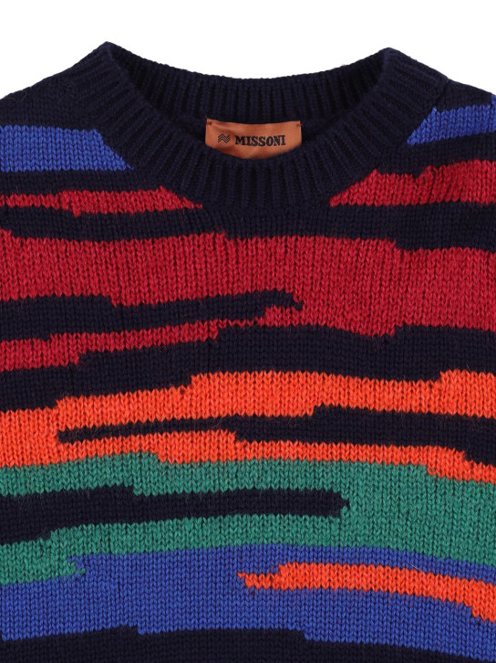 Missoni: Zig zag wool jacquard knit sweater - Multicolor - kids-boys_1 | Luisa Via Roma