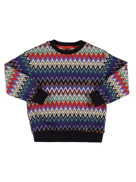 Missoni: Zig zag print cotton sweatshirt - Multicolor - kids-boys_0 | Luisa Via Roma