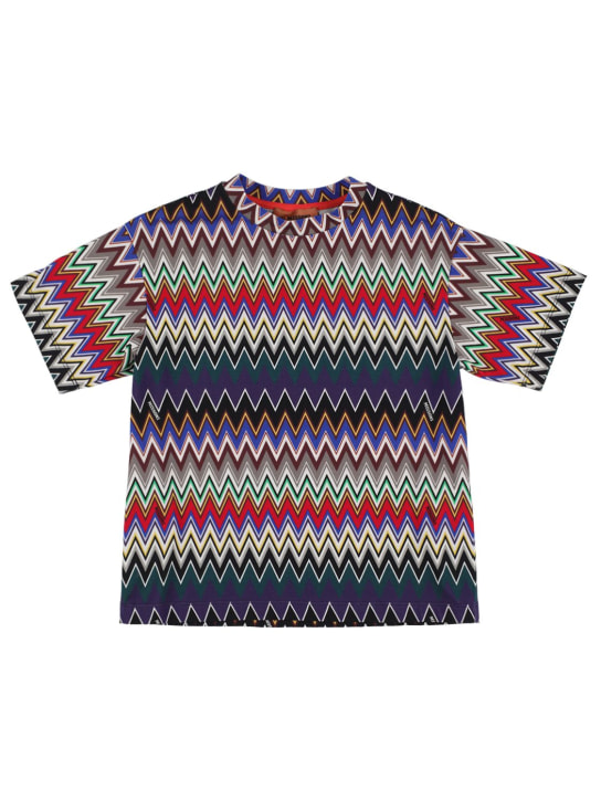 Missoni: Zig Zag print cotton jersey t-shirt - Multicolor - kids-boys_0 | Luisa Via Roma