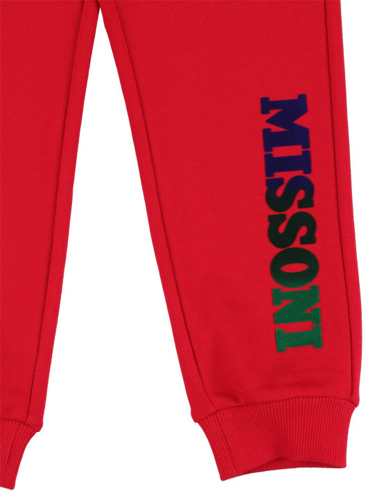 Missoni: Pantalon en coton à logo en velours - Rouge - kids-girls_1 | Luisa Via Roma