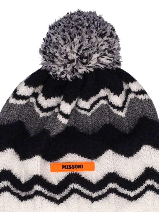 Missoni: Zig Zag wool jacquard knit hat - Siyah/Beyaz - kids-girls_1 | Luisa Via Roma