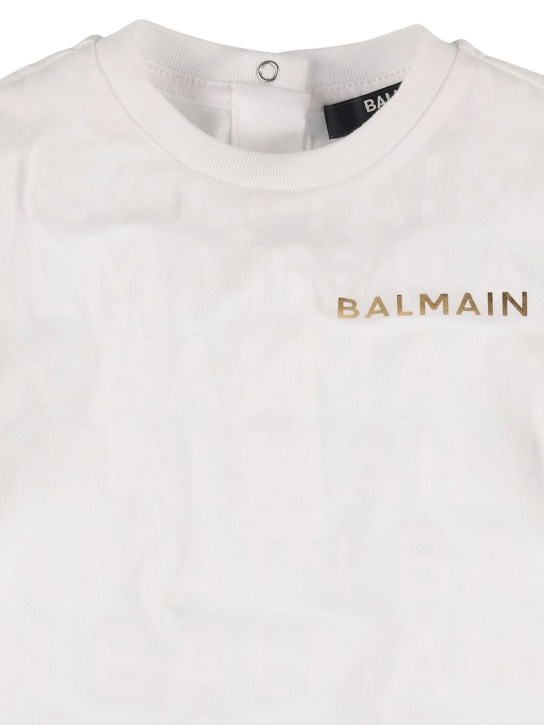 Balmain: Organic cotton romper, bib & hat - White - kids-boys_1 | Luisa Via Roma