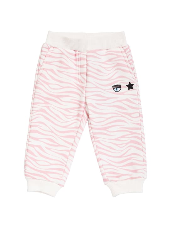 Chiara Ferragni: Pantaloni Logomania in felpa di misto cotone - Rosa/Bianco - kids-girls_0 | Luisa Via Roma
