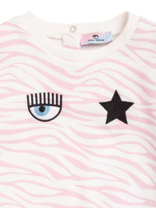 Chiara Ferragni: Embroidered logo cotton blend sweatshirt - Pink/White - kids-girls_1 | Luisa Via Roma