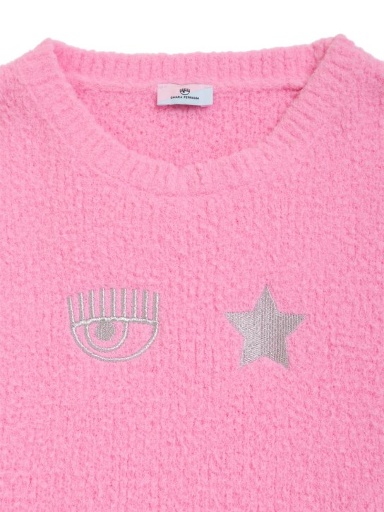Chiara Ferragni: Logo刺绣针织毛衣 - 粉色 - kids-girls_1 | Luisa Via Roma