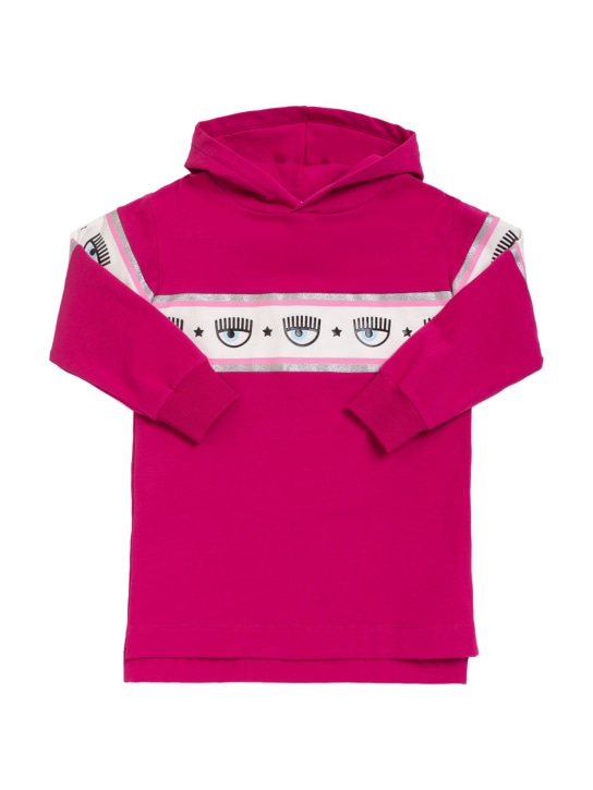 Chiara Ferragni: Logomania コットンブレンドスウェットワンピース - ダークピンク - kids-girls_0 | Luisa Via Roma
