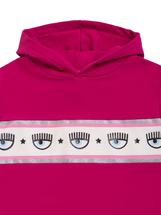 Chiara Ferragni: Logomania コットンブレンドスウェットワンピース - ダークピンク - kids-girls_1 | Luisa Via Roma