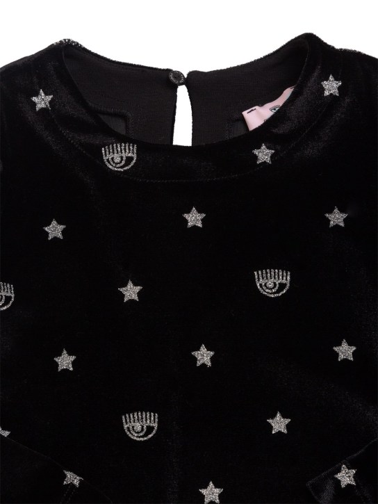 Chiara Ferragni: Glittered chenille logo dress - Schwarz - kids-girls_1 | Luisa Via Roma