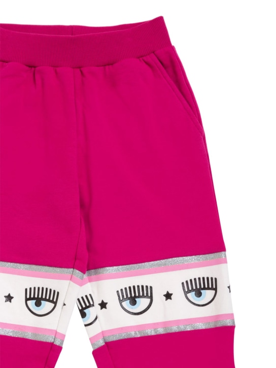 Chiara Ferragni: Pantaloni in felpa di misto cotone / logo - Fucsia - kids-girls_1 | Luisa Via Roma