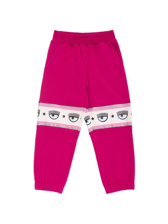 Chiara Ferragni: Pantaloni in felpa di misto cotone / logo - Fucsia - kids-girls_0 | Luisa Via Roma