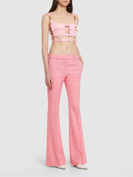 Versace: Dua Lipa cutout satin bra w/ pockets - Pink - women_1 | Luisa Via Roma