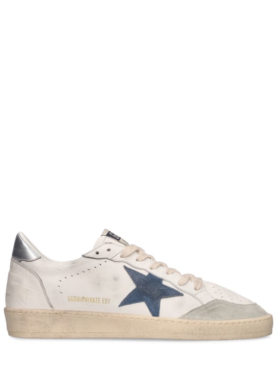 Golden Goose: LVR Exclusive Ball Star leather sneakers - Beyaz/Mavi - men_0 | Luisa Via Roma