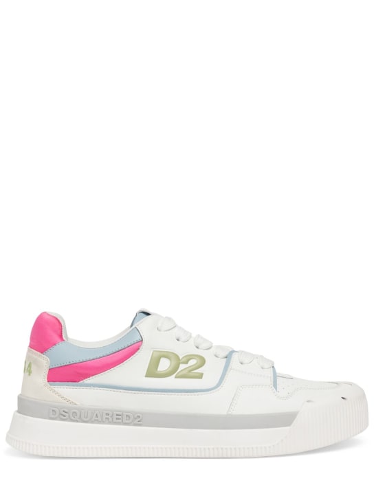 Dsquared2: New Jersey leather sneakers - Beyaz - women_0 | Luisa Via Roma