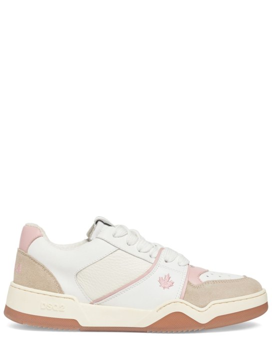 Dsquared2: Spiker leather sneakers - White/Pink - women_0 | Luisa Via Roma