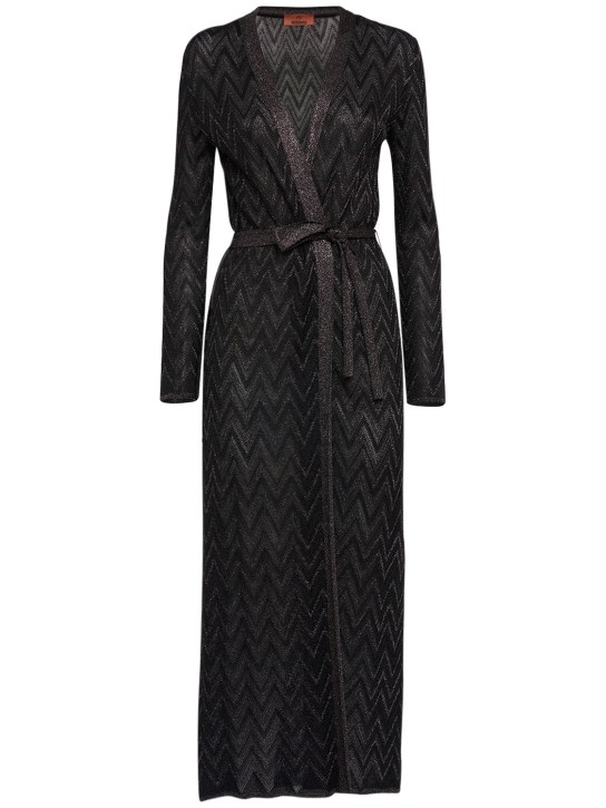 Missoni: Zig Zag jacquard sequined long dress - Black - women_0 | Luisa Via Roma
