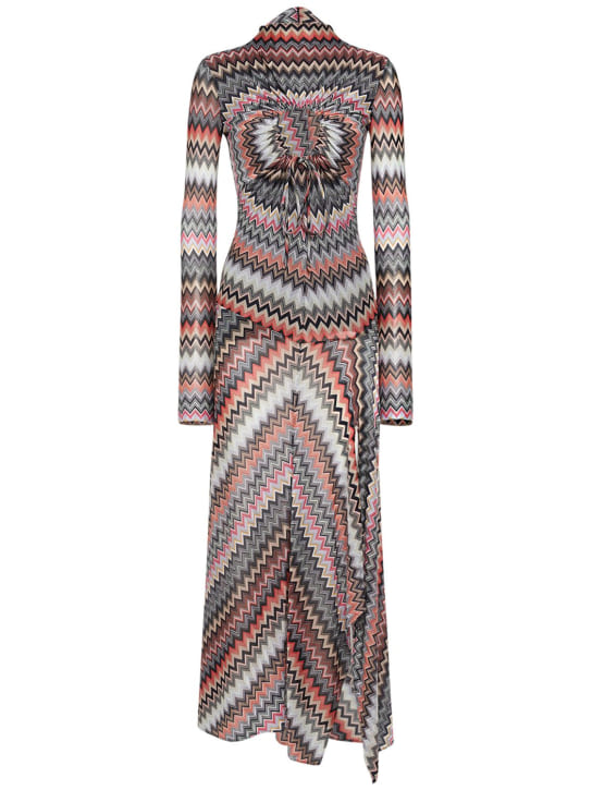Missoni: Zig Zag Lurex cutout knit long dress - women_0 | Luisa Via Roma