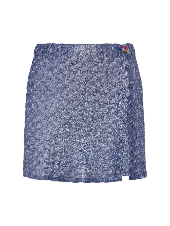Missoni: Crochet lurex mini skirt - Mavi/Gümüş - women_0 | Luisa Via Roma