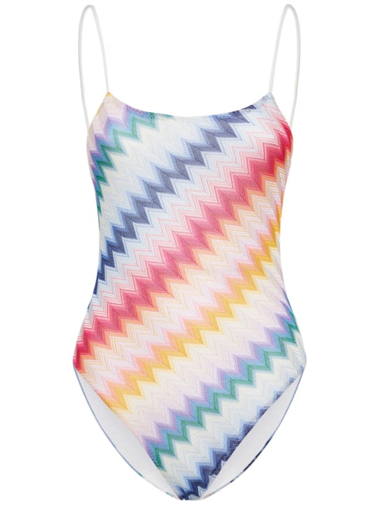 Missoni: Chevron knit one piece swimsuit - Multicolor - women_0 | Luisa Via Roma