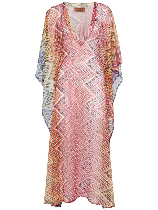 Missoni: Chevron printed long V-neck kaftan dress - Multicolor - women_0 | Luisa Via Roma