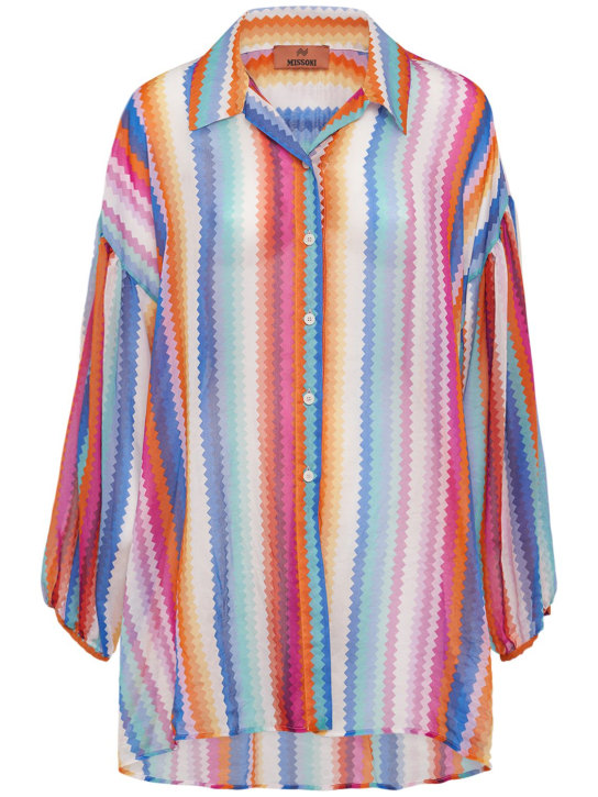 Missoni: Chevron print cotton & silk shirt - Multicolor - women_0 | Luisa Via Roma