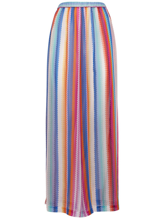 Missoni: Pantalon large en soie et coton à imprimé chevrons - Multicolore - women_0 | Luisa Via Roma