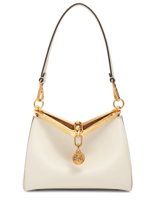 Etro: Small Vela leather shoulder bag - White - women_0 | Luisa Via Roma