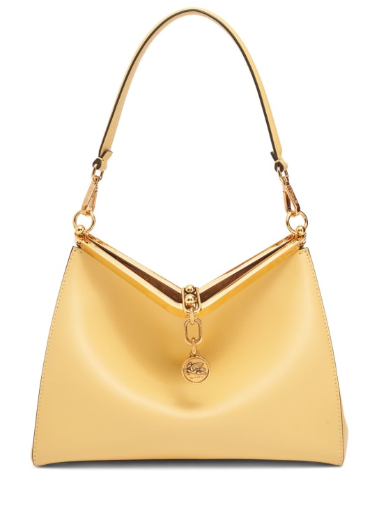 Etro: Medium Vela leather shoulder bag - Yellow - women_0 | Luisa Via Roma