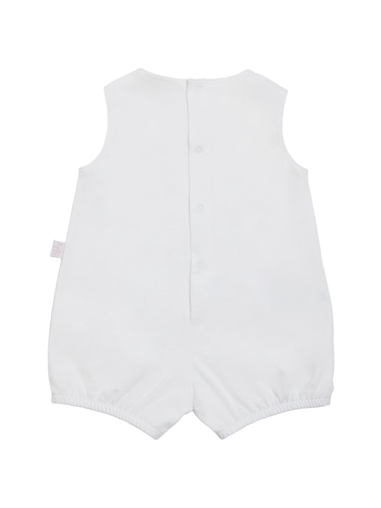 Il Gufo: Cotton jersey romper & linen dress - Mor - kids-girls_1 | Luisa Via Roma