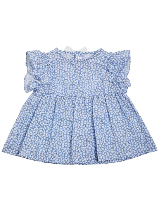 Il Gufo: Cotton poplin shirt & shorts - Mavi/Beyaz - kids-girls_1 | Luisa Via Roma