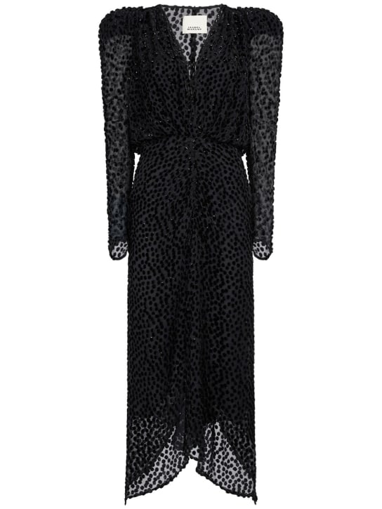Isabel Marant: Maray viscose & silk blend midi dress - Black - women_0 | Luisa Via Roma