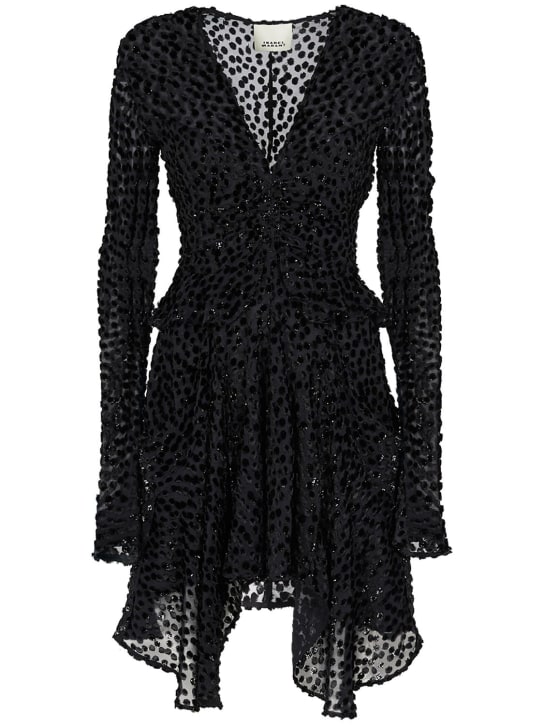 Isabel Marant: Usmara viscose & silk blend mini dress - Siyah - women_0 | Luisa Via Roma