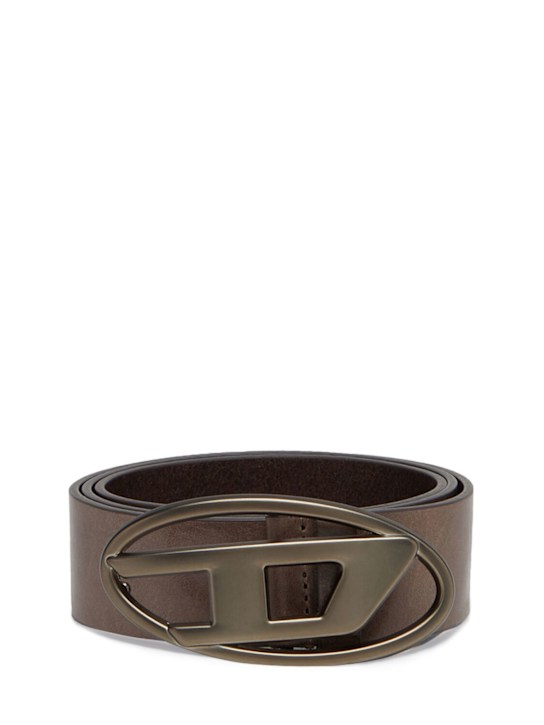 Diesel: 3.9cm Oval-D leather belt - men_0 | Luisa Via Roma