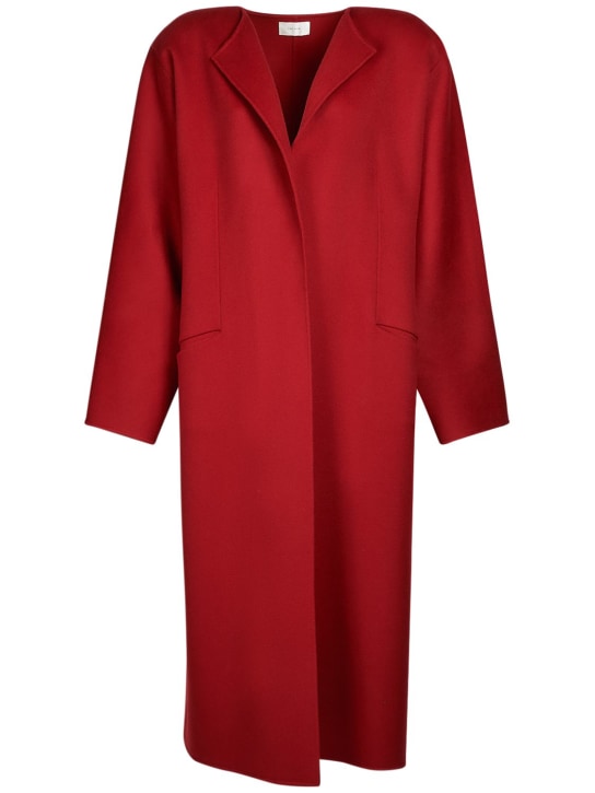 The Row: Priske brushed cashmere collarless coat - Kırmızı - women_0 | Luisa Via Roma
