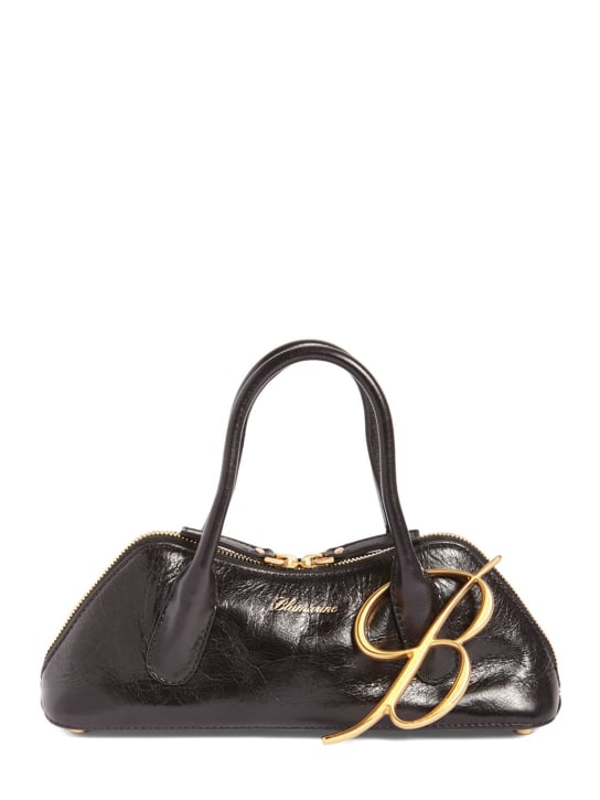 Blumarine: Mini Bugatti leather top handle bag - Black - women_0 | Luisa Via Roma