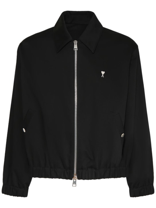AMI Paris: ADC cotton satin zipped jacket - Black - men_0 | Luisa Via Roma